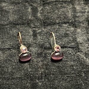 Vintage Silver toned Amethyst Drop Earrings - Feminine Dangle Style